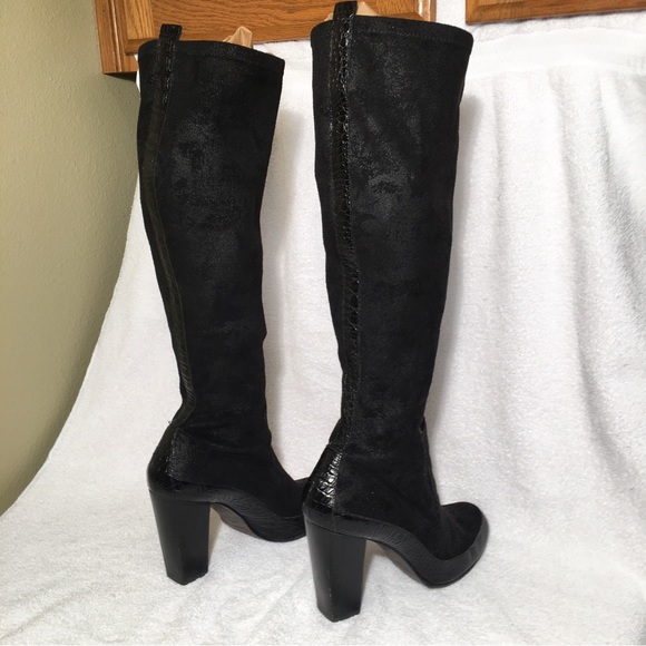 DONALD J. PLINER Boots DISTRESSED SUEDE Black - Sz 8.5 M Made in SPAIN - Picture 3 of 16